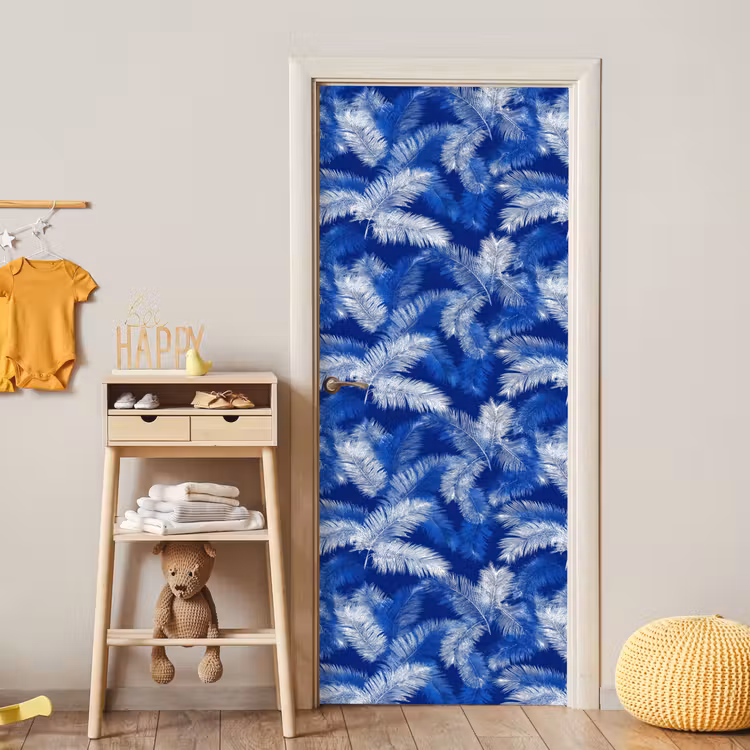 Deursticker - Palmblad - Patroon - Blauw — 6