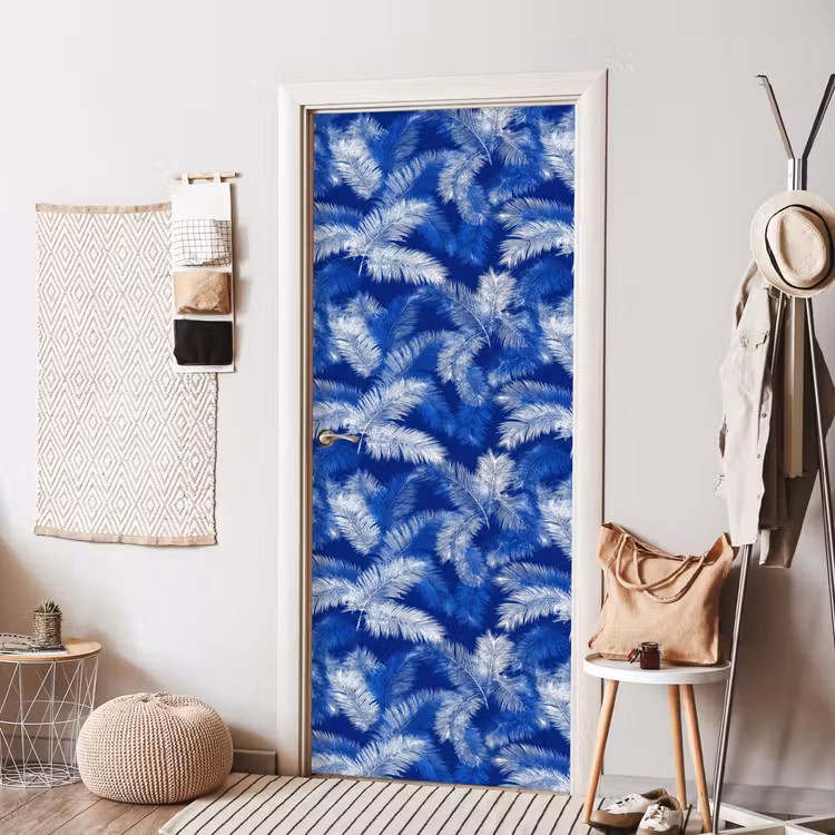 Deursticker - Palmblad - Patroon - Blauw — 8