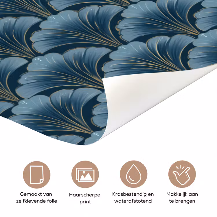 Deursticker - Patroon - Ginkgoblad - Blauw — 3