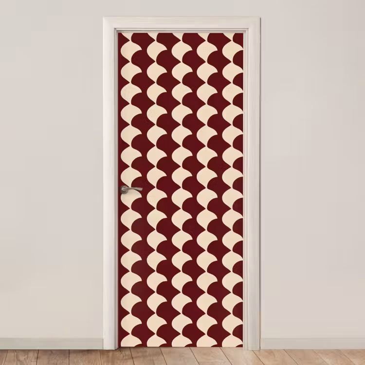 Deursticker - Rood - Tegelpatroon - Crème — 1