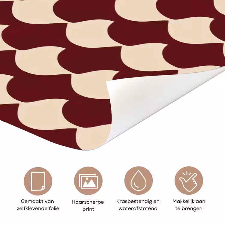Deursticker - Rood - Tegelpatroon - Crème — 3