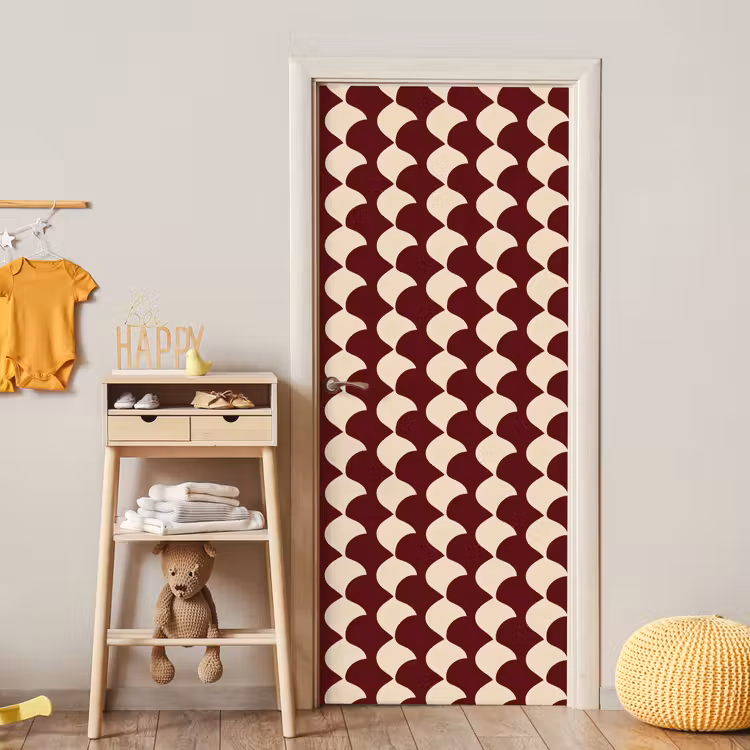 Deursticker - Rood - Tegelpatroon - Crème — 6