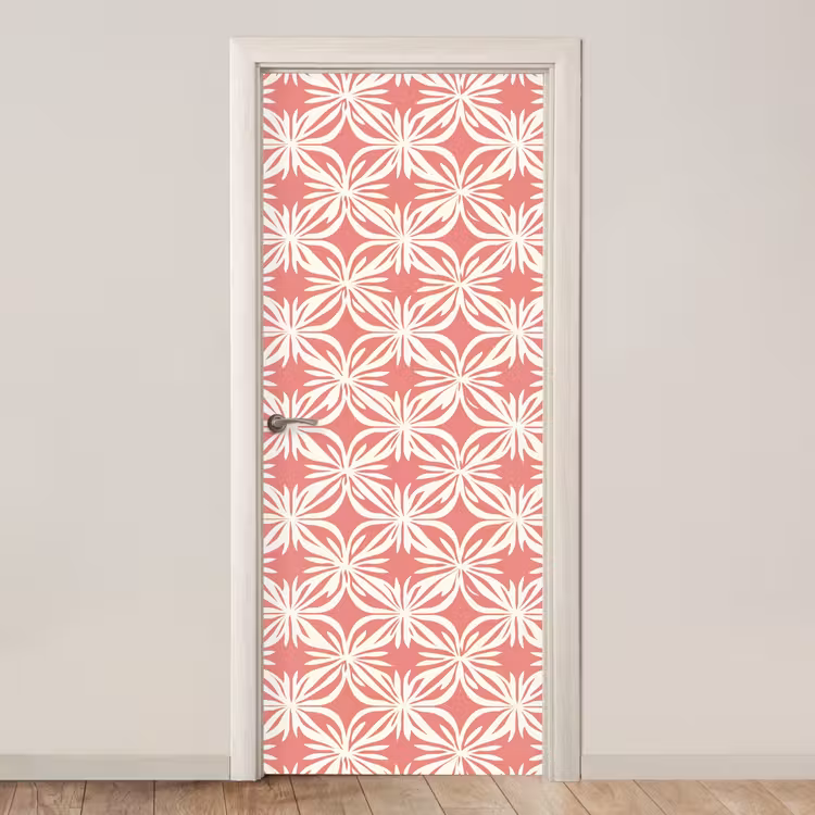 Deursticker - Roze - Bloemenmotief - Wit - Modern — 1