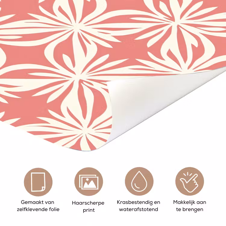 Deursticker - Roze - Bloemenmotief - Wit - Modern — 3