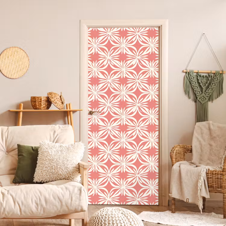 Deursticker - Roze - Bloemenmotief - Wit - Modern — 4