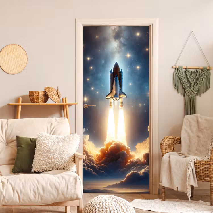 Deursticker - Ruimtevaart - Raket - Space - Sterren — 4