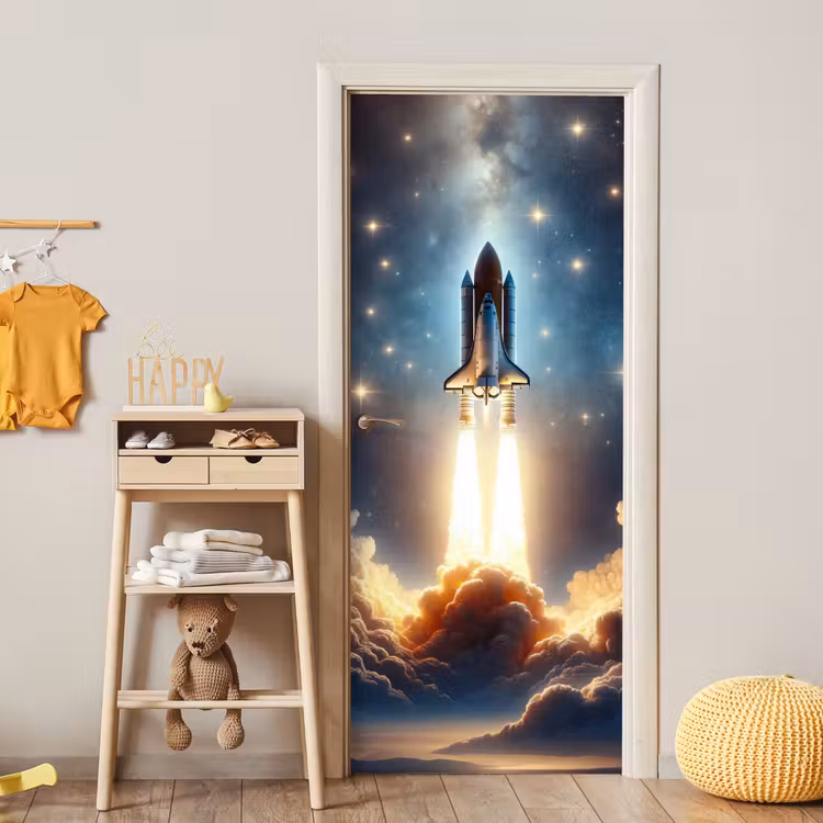 Deursticker - Ruimtevaart - Raket - Space - Sterren — 6
