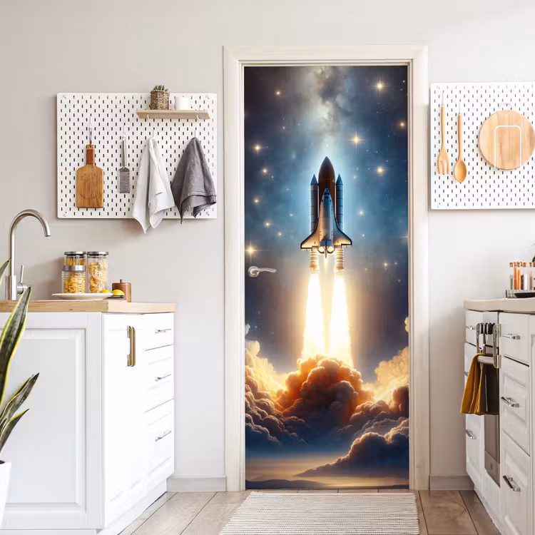 Deursticker - Ruimtevaart - Raket - Space - Sterren — 7