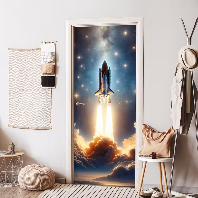 Deursticker - Ruimtevaart - Raket - Space - Sterren — 8