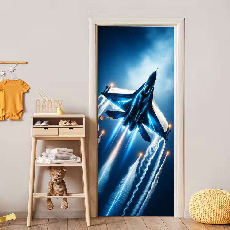 Deursticker - Straaljager - Blauw - Jongens — 6