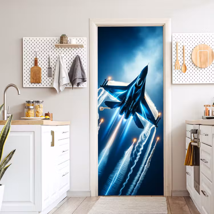 Deursticker - Straaljager - Blauw - Jongens — 7