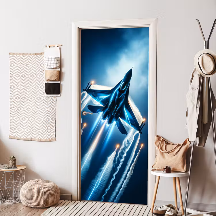 Deursticker - Straaljager - Blauw - Jongens — 8