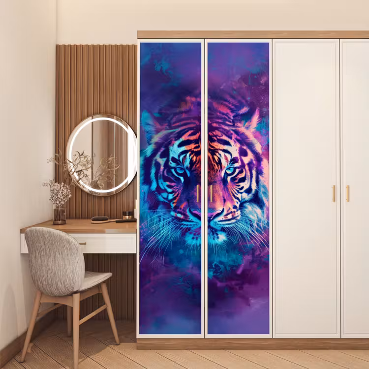 Deursticker - Tijger - Kleurrijk - Rook - Dieren — 5