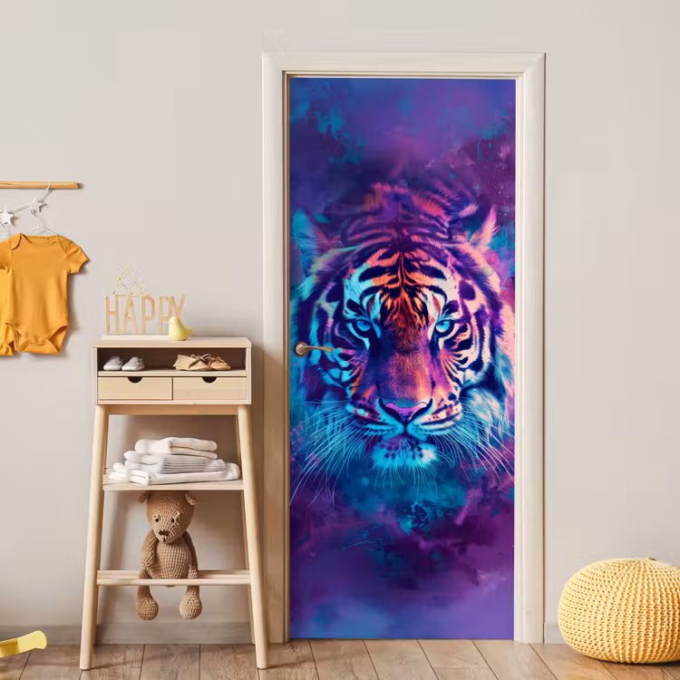 Deursticker - Tijger - Kleurrijk - Rook - Dieren — 6