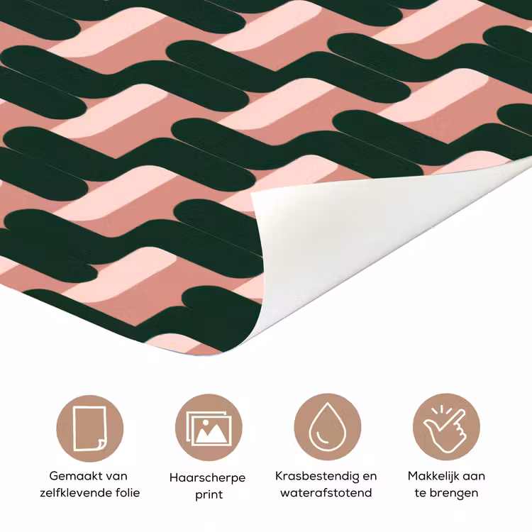 Deursticker - Vlechtpatroon - Groen - Roze - Geometrisch — 3