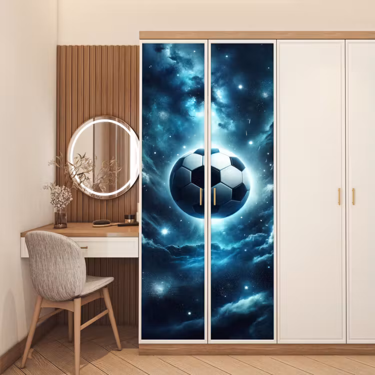Deursticker - Voetbal - Galaxy - Ruimte - Sport - Blauw — 5