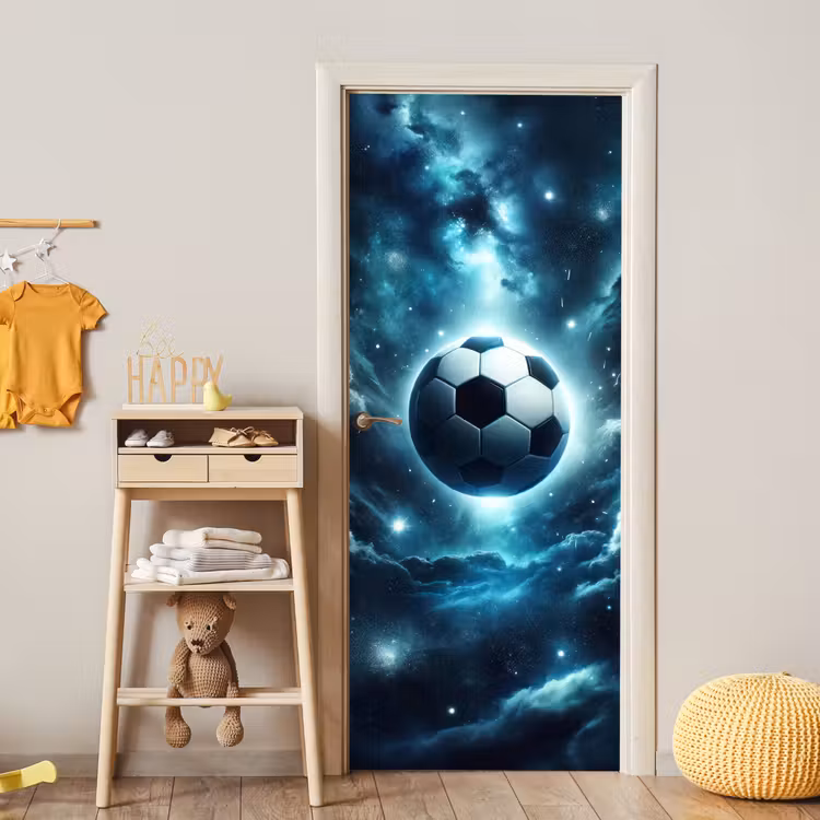 Deursticker - Voetbal - Galaxy - Ruimte - Sport - Blauw — 6