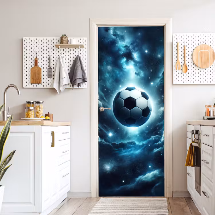 Deursticker - Voetbal - Galaxy - Ruimte - Sport - Blauw — 7