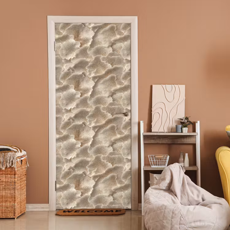 Deursticker - Waaierstructuren - Beige - Vezeltextuur — 2