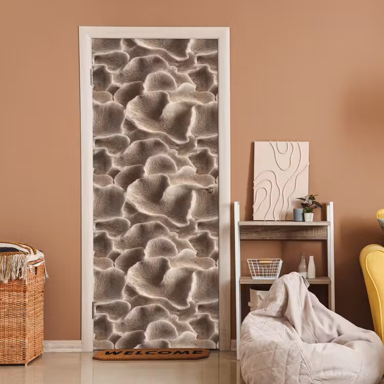 Deursticker - Waaiervorm - Beige - Vezel textuur — 2