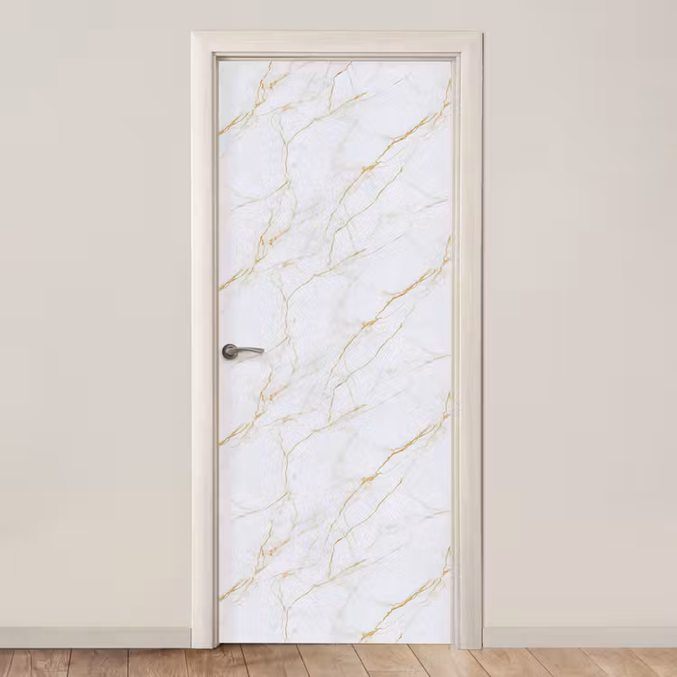 Deursticker - Wit - Marmer - Goud - Luxueus — 1