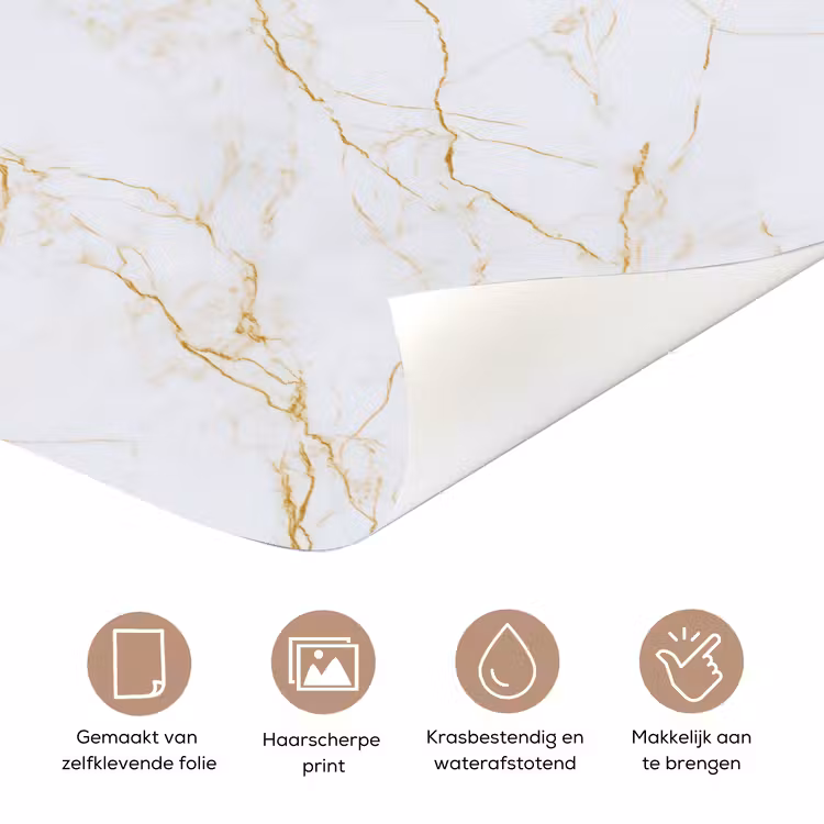 Deursticker - Wit - Marmer - Goud - Luxueus — 3