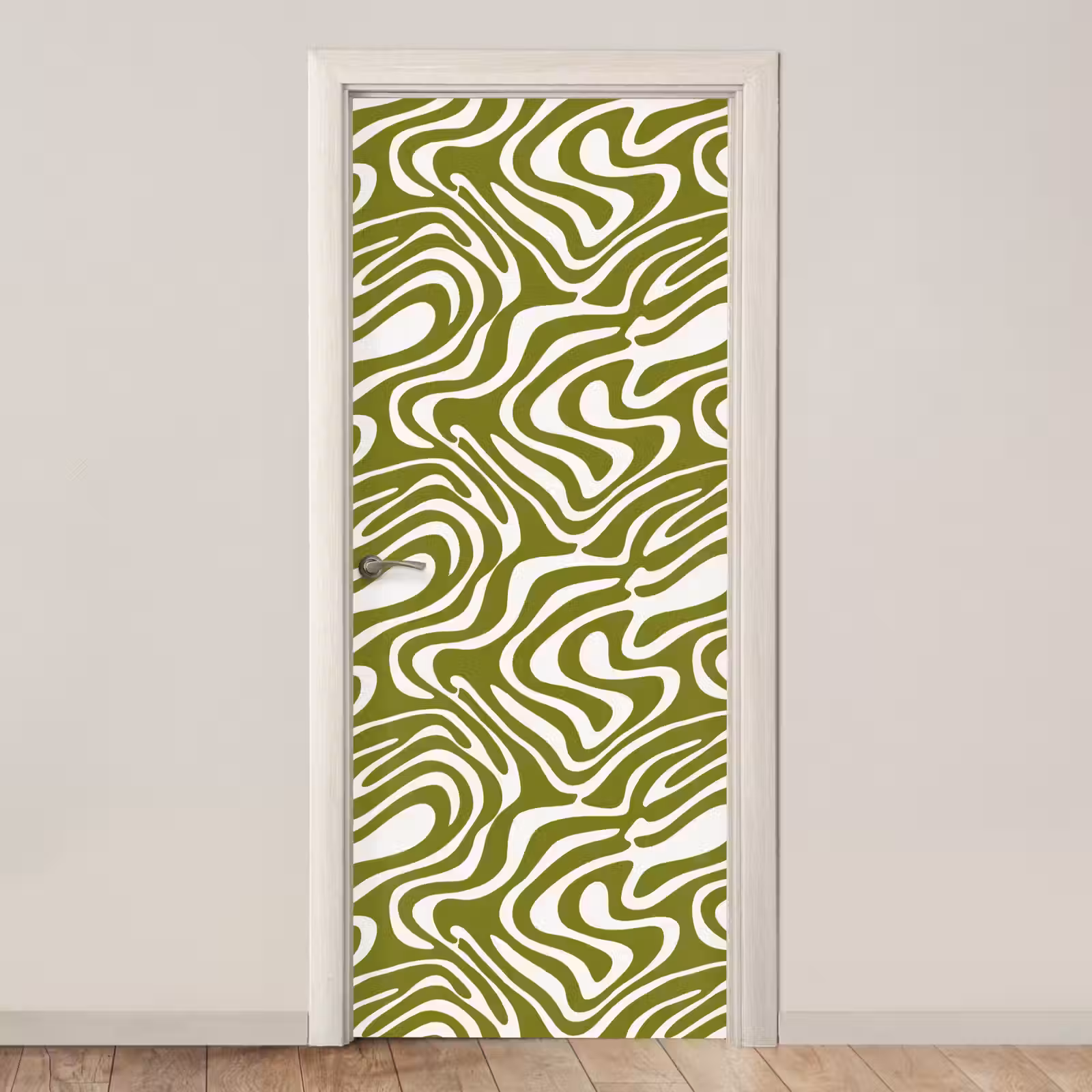 Deursticker - Lijnpatroon - Groen - Organisch — 1