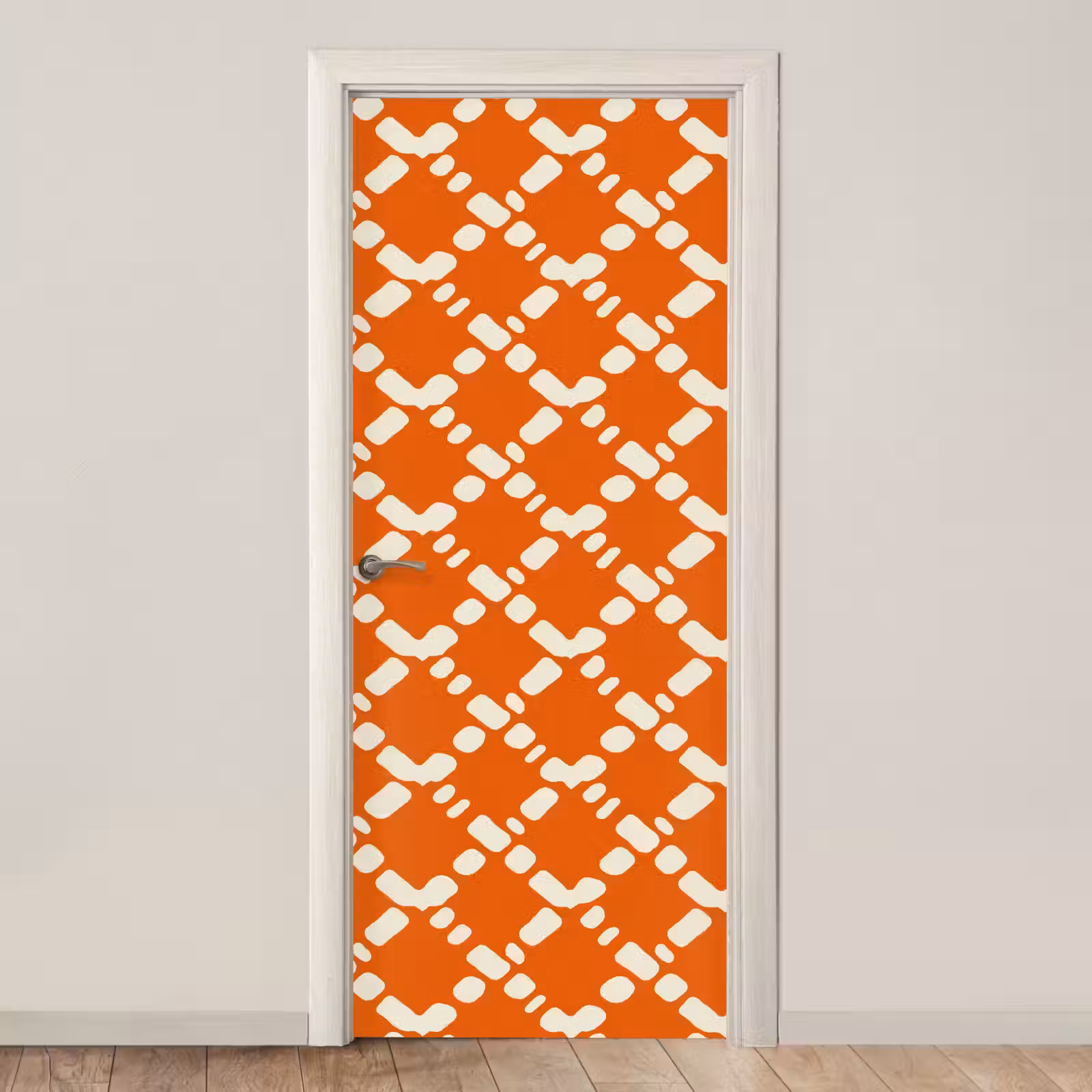 Deursticker - Oranje - Ruitpatroon - Wit — 1