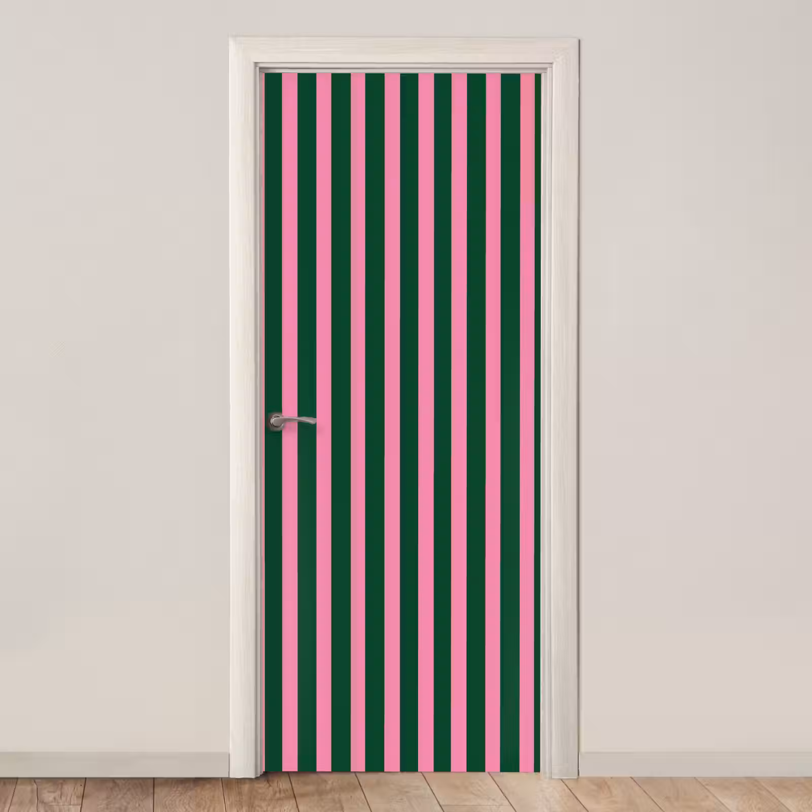 Deursticker - Verticale strepen - Groen - Roze — 1