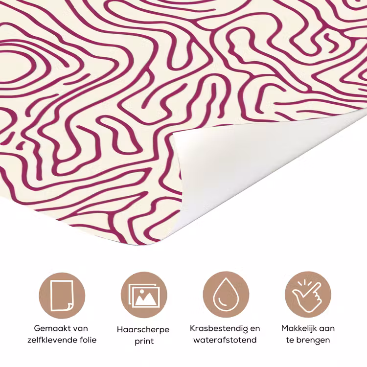 Deursticker - Kronkelende lijn - Magenta - Crème — 3