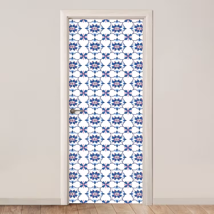 Deursticker - Modern - Patroon - Blauw - Roze — 1