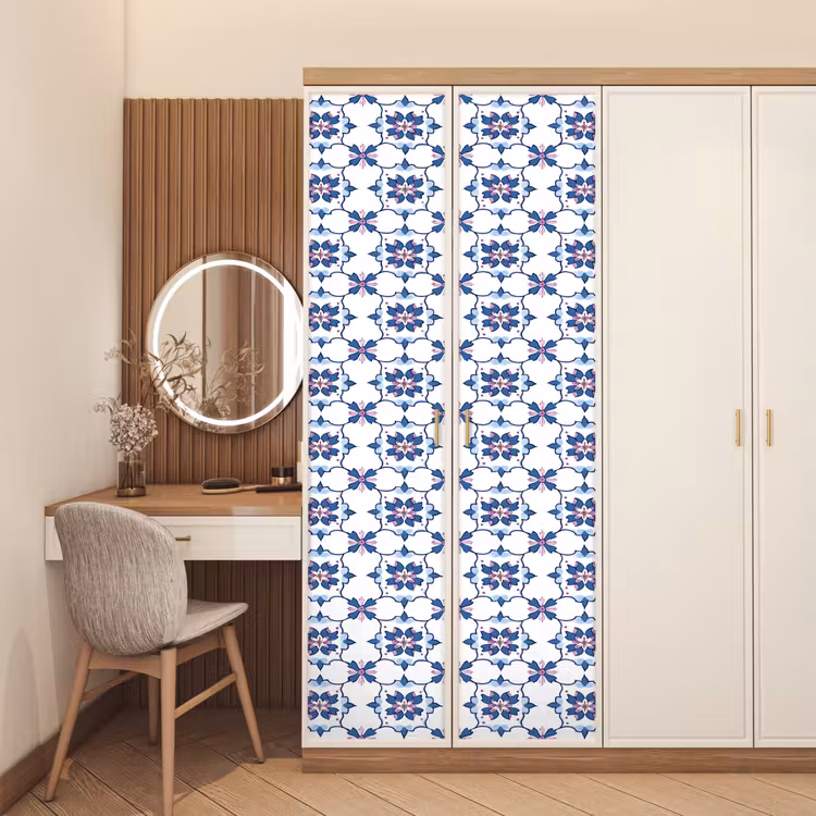 Deursticker - Modern - Patroon - Blauw - Roze — 5