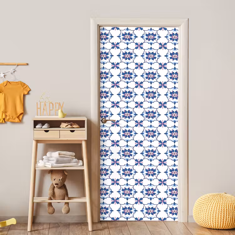 Deursticker - Modern - Patroon - Blauw - Roze — 6