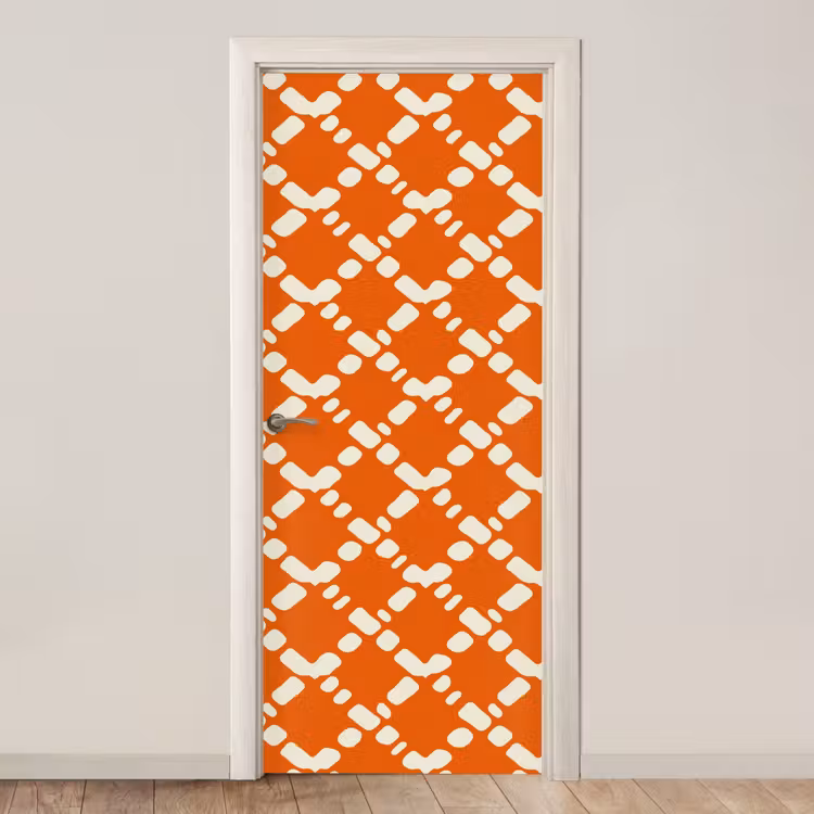 Deursticker - Oranje - Ruitpatroon - Wit — 1