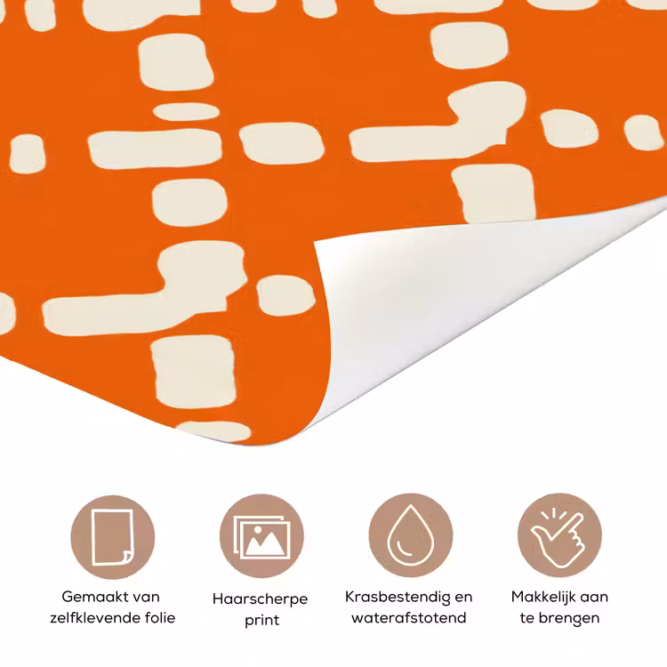 Deursticker - Oranje - Ruitpatroon - Wit — 3