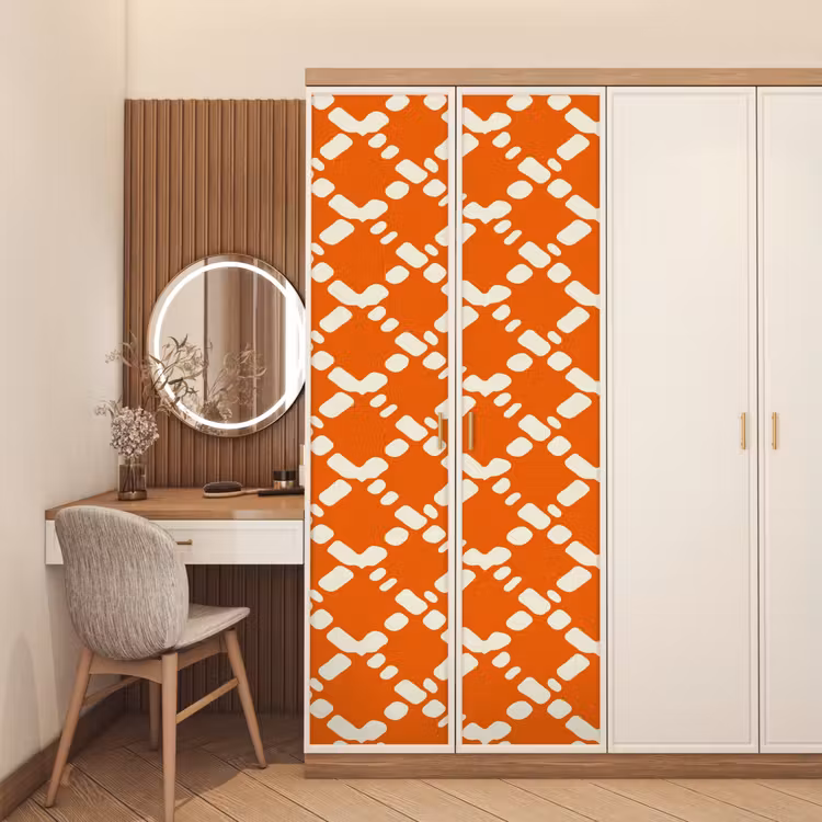 Deursticker - Oranje - Ruitpatroon - Wit — 5