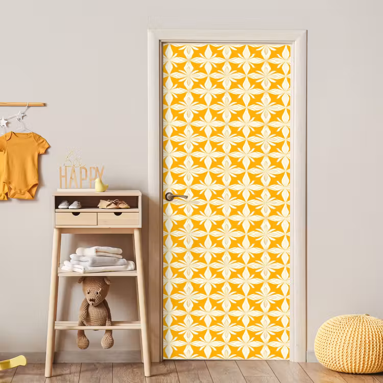 Deursticker - Patroon - Retro - Geel — 6