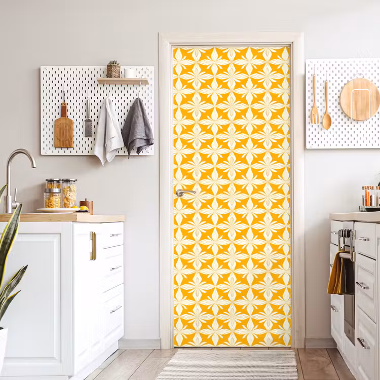 Deursticker - Patroon - Retro - Geel — 7