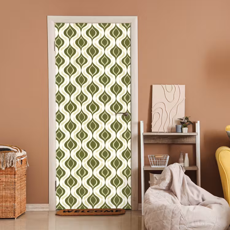 Deursticker - Patroon - Retro - Groen — 2
