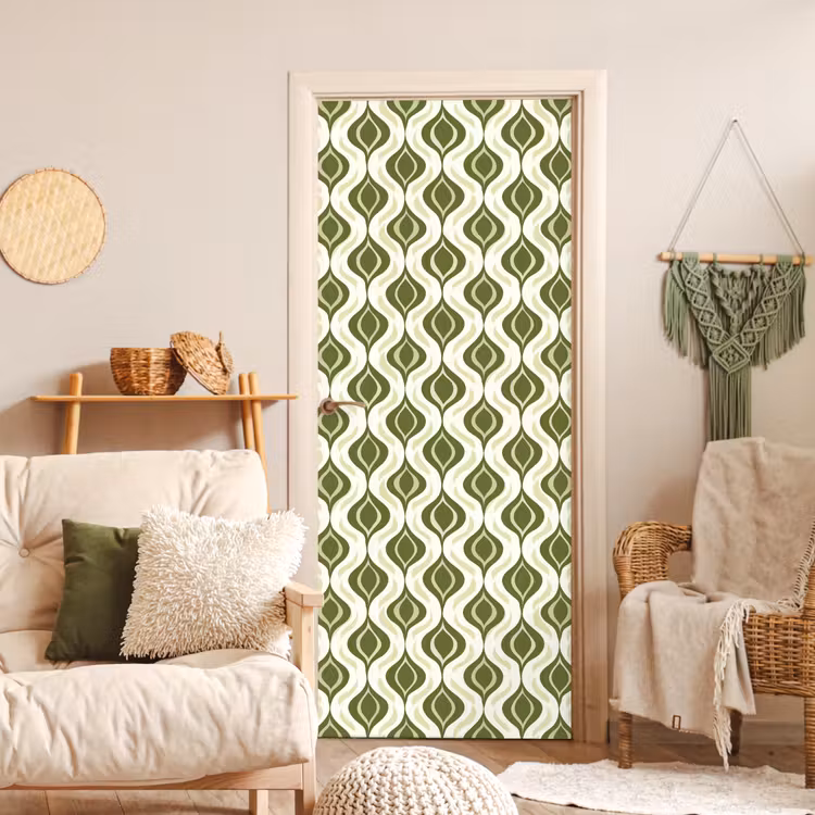Deursticker - Patroon - Retro - Groen — 4