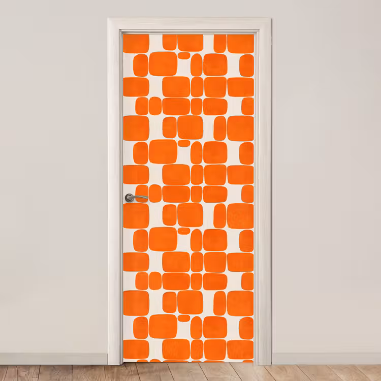 Deursticker - Patroon - Retro - Oranje — 1