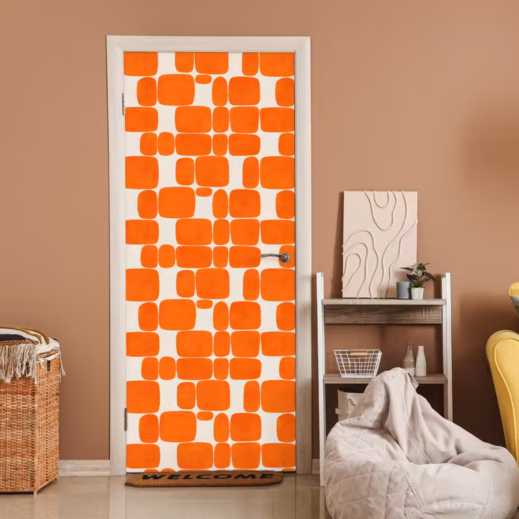 Deursticker - Patroon - Retro - Oranje — 2