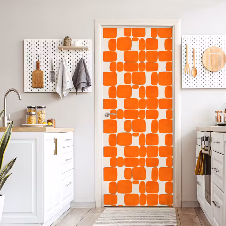 Deursticker - Patroon - Retro - Oranje — 7