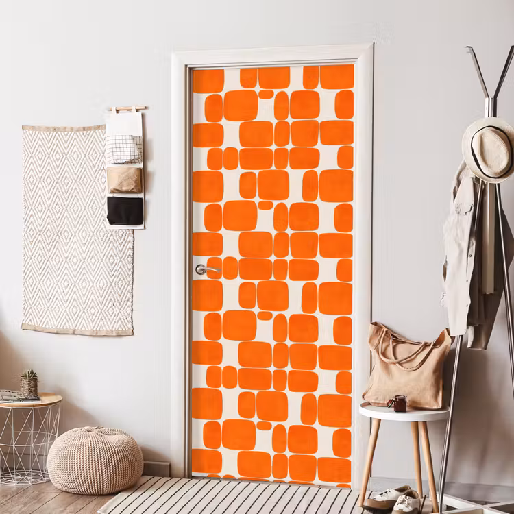 Deursticker - Patroon - Retro - Oranje — 8
