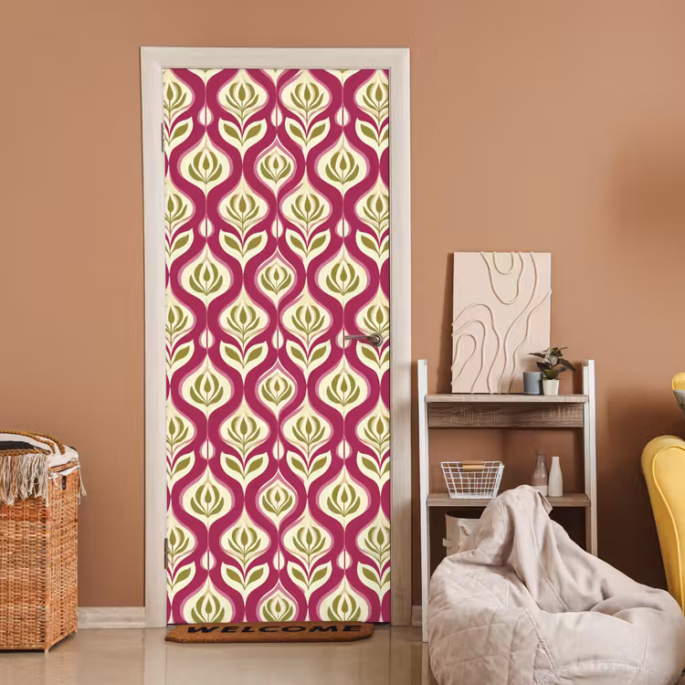 Deursticker - Retro - Floraal - Paars — 2