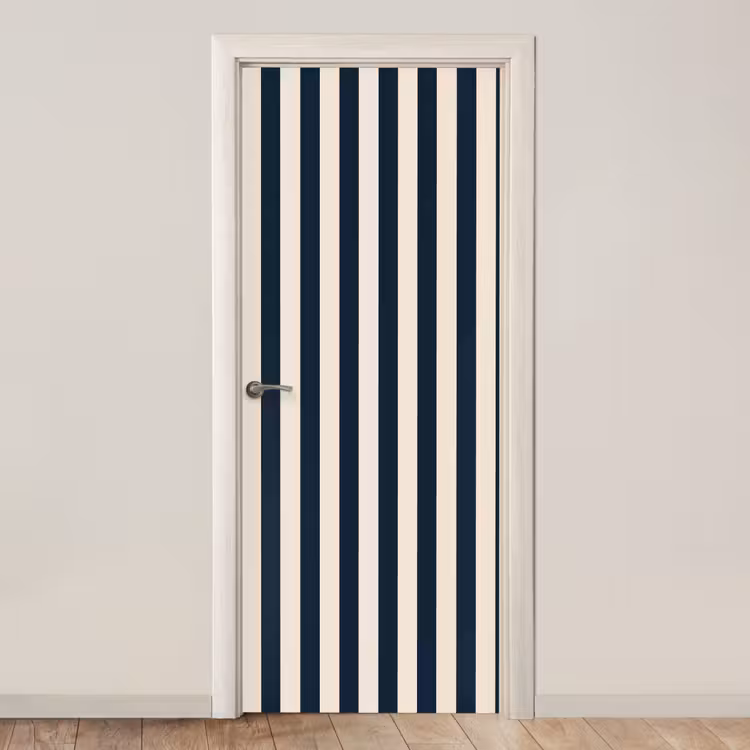Deursticker - Verticale strepen - Blauw - Crème — 1
