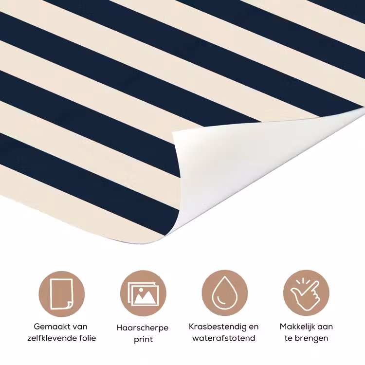 Deursticker - Verticale strepen - Blauw - Crème — 3
