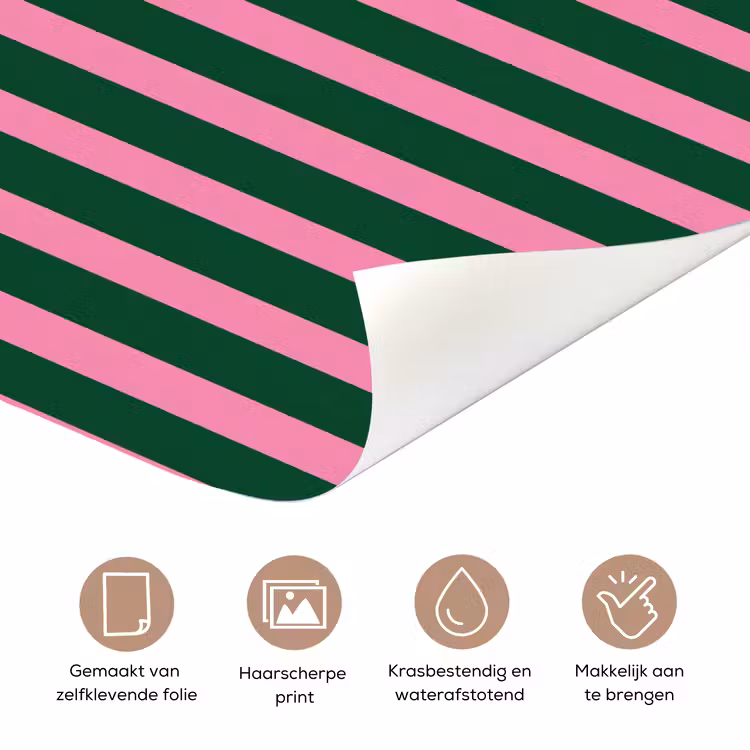 Deursticker - Verticale strepen - Groen - Roze — 3