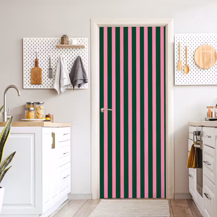 Deursticker - Verticale strepen - Groen - Roze — 7