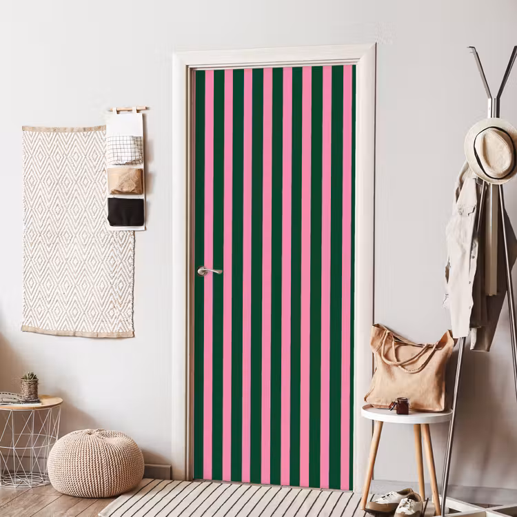 Deursticker - Verticale strepen - Groen - Roze — 8